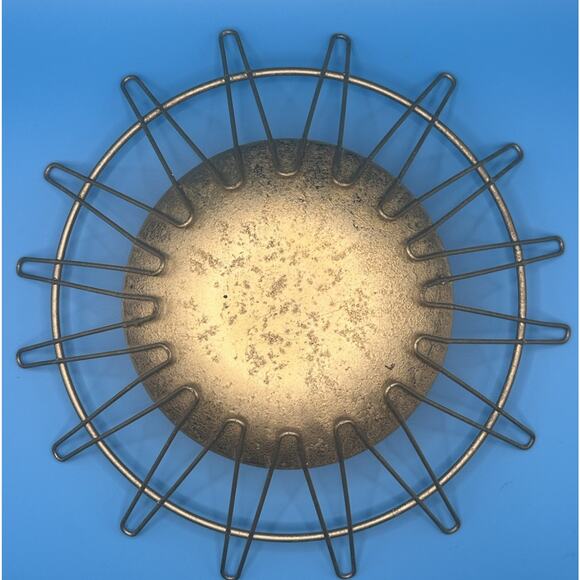 Vintage Gold Metal Art Deco Sunburst Fruit / Bread Bowl Wall Decor 9.5” - Picture 6 of 7